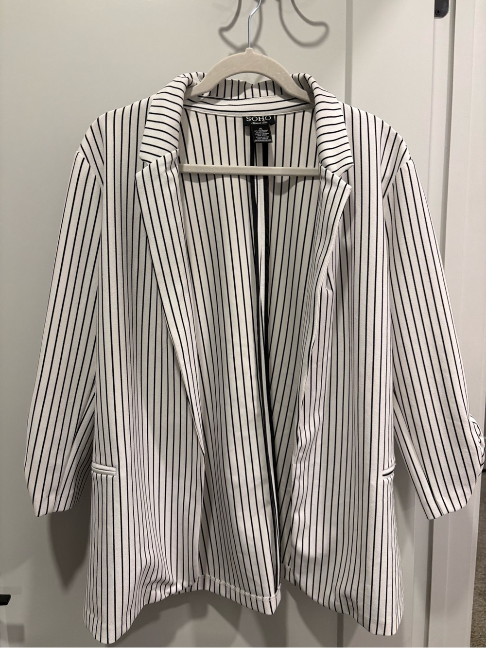 SOHO White Blazer with Black Pinstripes